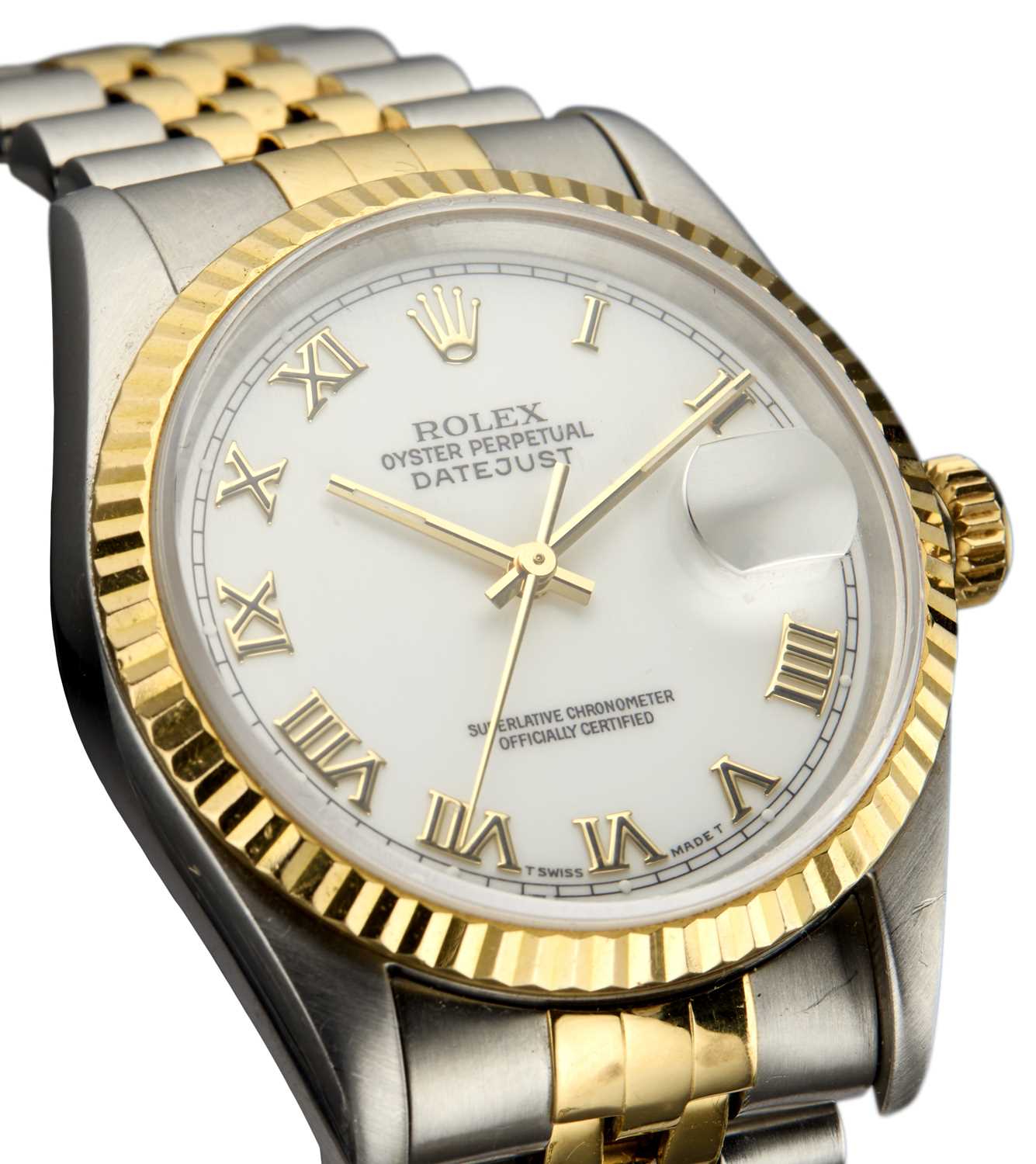 ROLEX OYSTER PERPETUAL DATEJUST: A STEEL AND GOLD BRACELET WATCH - Image 2 of 5