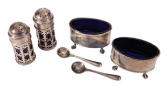 A PAIR OF GEORGE V SILVER SALTS