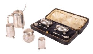 A VICTORIAN SILVER CYLINDRICAL LIDDED MUSTARD