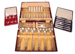 A GEORGE V SILVER HANDLED CUTLERY SERVICE