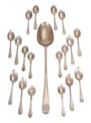 AN EARLY GEORGE III SILVER OLD ENGLISH PATTERN BASTING SPOON