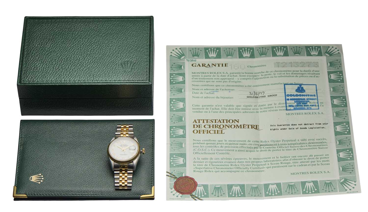 ROLEX OYSTER PERPETUAL DATEJUST: A STEEL AND GOLD BRACELET WATCH - Image 5 of 5