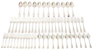 A VICTORIAN SILVER OLD ENGLISH PATTERN PART CUTLERY SERVICE
