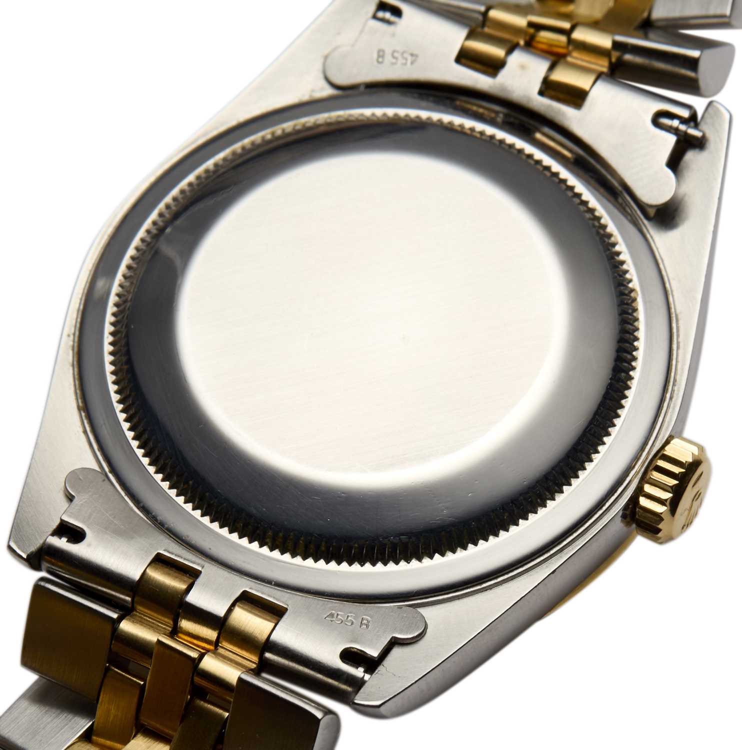 ROLEX OYSTER PERPETUAL DATEJUST: A STEEL AND GOLD BRACELET WATCH - Image 4 of 5