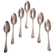 THREE GEORGE II SILVER OLD ENGLISH PATTERN TABLE SPOONS