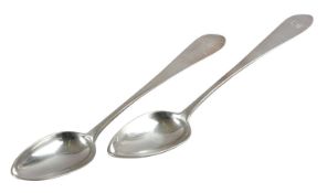A PAIR OF GEORGE III SCOTTISH SILVER CELTIC POINT TABLE SPOONS