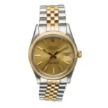 ROLEX OYSTER PERPETUAL DATE: A STEEL AND GOLD BRACELET WATCH