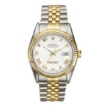 ROLEX OYSTER PERPETUAL DATEJUST: A STEEL AND GOLD BRACELET WATCH