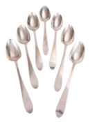 SIX GEORGE III IRISH SILVER OLD ENGLISH PATTERN CELTIC POINT TABLESPOONS