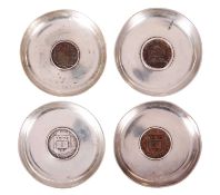 THREE GEORGE V SILVER ‘OXFORD UNIVERSITY MOTOR CLUB’ PRESENTATION ASHTRAYS