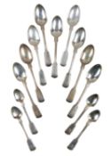A SET OF NINE VICTORIAN SILVER FIDDLE AND THREAD TEASPOONS