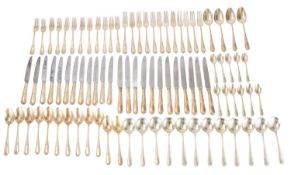 AN ELIZABETH II SILVER LOUIS XIV PATTERN CUTLERY SERVICE