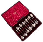 A SET OF TWELVE 19TH CENTURY DUTCH SILVER APOSTLE SPOONS
