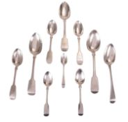 A PAIR OF WILLIAM IV SILVER FIDDLE PATTERN TABLESPOONS