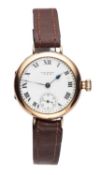WALTHAM: A 9CT GOLD TRENCH WATCH