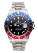 ROLEX OYSTER PERPETUAL DATE GMT-MASTER: A STAINLESS STEEL BRACELET WATCH