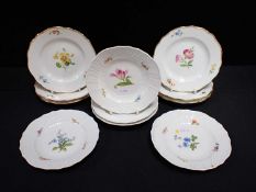 ELEVEN MEISSEN FLORAL SIDE PLATES