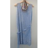A 1920s STYLE BEADED BLUE CHIFFON DRESS