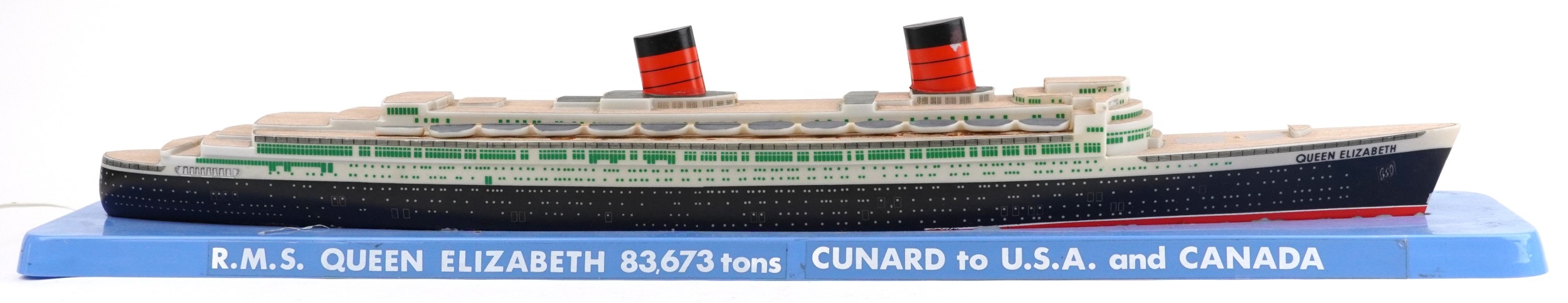A Richard Wagner R.M.S. Queen Elizabeth Cunard to USA and Canada light-up model, 128cm in length. - Image 2 of 2