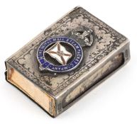 A Royal Mail Steam Packet Company silver and enamel matchbox case, indistinct maker's mark,