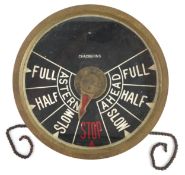 Vintage nautical interest Chadburn's brass ship's engine order telegraph, 27cm in diameter.
