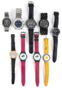 Vintage and later ladies and gentlemen's wristwatches including Swatch, Seiko and Aviator.