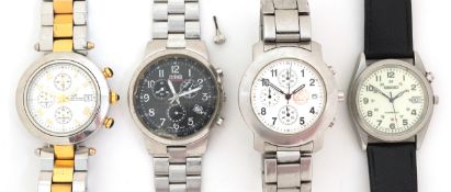 Four vintage and later gentlemen's wristwatches including Seiko Kinetic and Klaus Kobec.