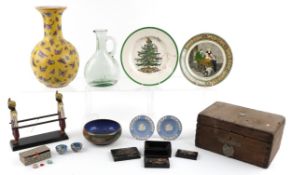 Antique and later sundry items including a large Chinese vase hand painted with butterflies,