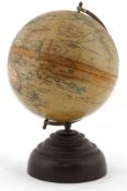 Geographia, vintage eight inch terrestrial table globe with Bakelite stand, 32cm high.