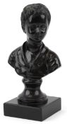 20th century bronze bust of Alexandre Brongniart, raised on a black marble base, 35cm high.