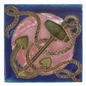 Carter & Co., early 20th century Poole pottery maritime interest tile hand painted with an anchor