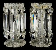 Pair of Victorian glass lustres with drops, 20cm high.