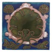 Carter & Co., early 20th century Poole pottery maritime interest tile hand painted with a scallop