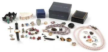 Vintage and later jewellery, some silver, including a Georg Jensen St. Christopher pendant, silver