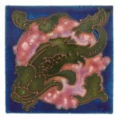 Carter & Co., early 20th century Poole pottery maritime interest tile hand painted with a dolphin,
