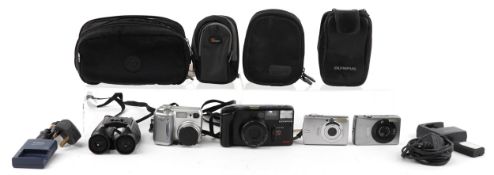 Vintage and later film cameras and digital cameras including Canon Ixus 75, Olympus AZ-1 and Nikon