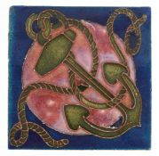 Carter & Co., early 20th century Poole pottery maritime interest tile hand painted with an anchor