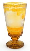 Victorian Bohemian amber glass goblet etched with Rherinstein Castle and four panels of other German