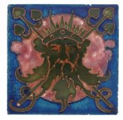 Carter & Co., early 20th century Poole pottery maritime interest tile hand painted with Neptune,