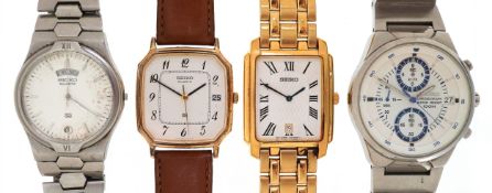 Seiko, four vintage gentlemen's wristwatches including V657-0A10.