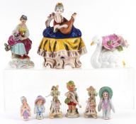 Antique and later china including a Goebel ceramic pot and cover modelled as a female playing a lute