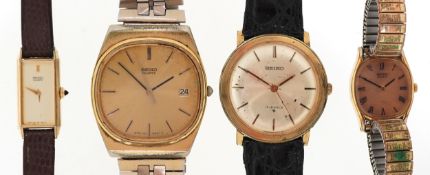 Seiko, four vintage ladies and gentlemen's wristwatches.