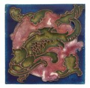 Carter & Co., early 20th century Poole pottery maritime interest tile hand painted with a dolphin,