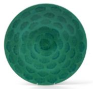 Poole pottery green glazed charger, 41cm in diameter.