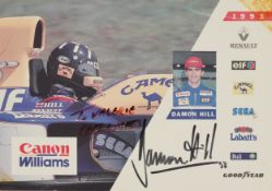 Signed 1993 promotional photograph 'To Valerie, Best Wishes, Damon Hill', Formula 1 racing driver.