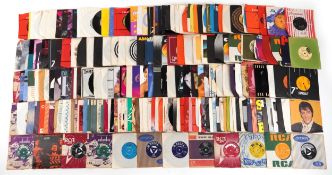 Collection of 45rpm records including Elton John, The Bee Gees, Simon & Garfunkel, 10CC, The