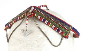 African tribal interest Maasai adjustable bead crown.