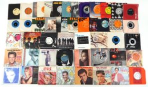 Collection of 45rpm records including Elvis Presley, Madonna, The Nolans, Spandau Ballet, Jeffrey