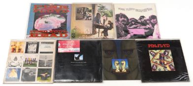 Six Pink Floyd vinyl LP records including Money, Umma Gumma, Feed Your Head, The Piper at The