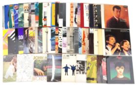Collection of vinyl LP records including The Kinks, Rod Stewart, Led Zeppelin, The Beatles, The